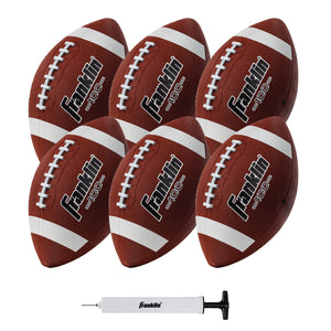 Junior Size Rubber Football - 6 Pack Deflated with Pump